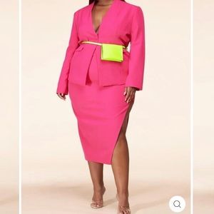 Hot pink skirt and blazer set